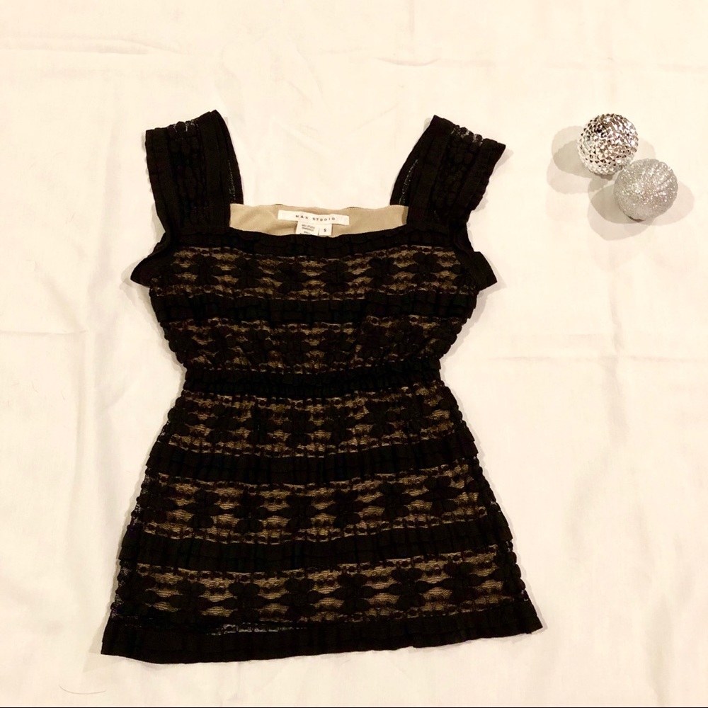Max Studio Black Laced Top Size Small